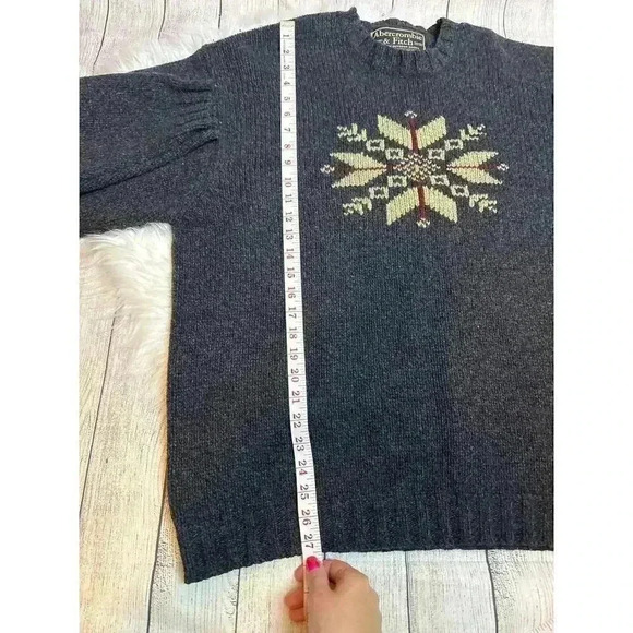 Vintage Abercrombie & Fitch Snowflake Woolblend Men's Sweater Gray Size XL - Picture 7 of 7